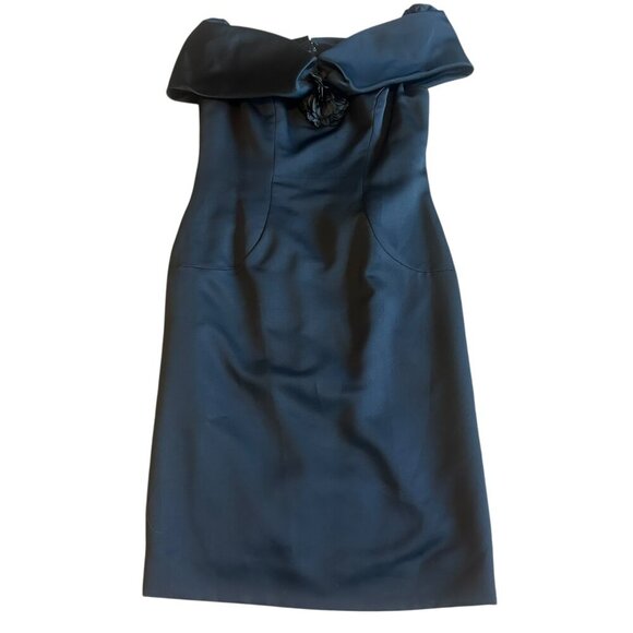 Victor Costa Dresses & Skirts - Victor Costa Vintage Black Off-Shoulder Sheath Dress Flower Size 14 Women's